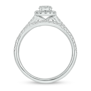 0.71 CT. T.W. Diamond Frame Hidden Infinity Bridal Set in 10K White Gold