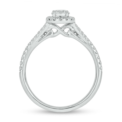 0.71 CT. T.W. Diamond Frame Hidden Infinity Bridal Set in 10K White Gold