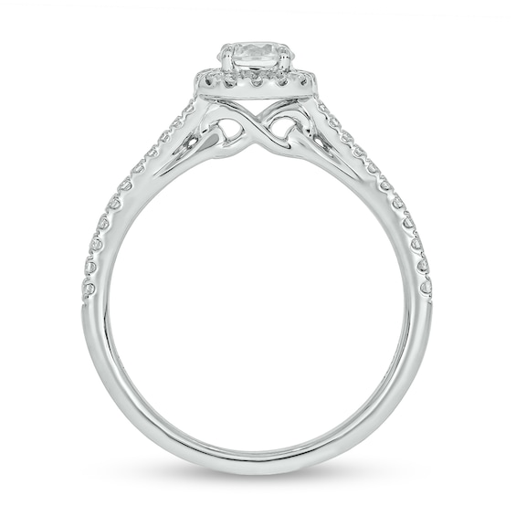 0.71 CT. T.W. Diamond Frame Hidden Infinity Bridal Set in 10K White Gold