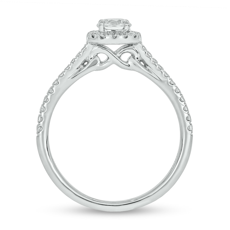 0.71 CT. T.W. Diamond Frame Hidden Infinity Bridal Set in 10K White Gold