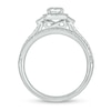 0.74 CT. T.W. Diamond Cushion Frame Chevron Collar Hidden Infinity Bridal Set in 10K White Gold