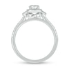 0.74 CT. T.W. Diamond Cushion Frame Chevron Collar Hidden Infinity Bridal Set in 10K White Gold