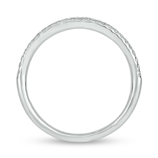 0.74 CT. T.W. Diamond Cushion Frame Chevron Collar Hidden Infinity Bridal Set in 10K White Gold