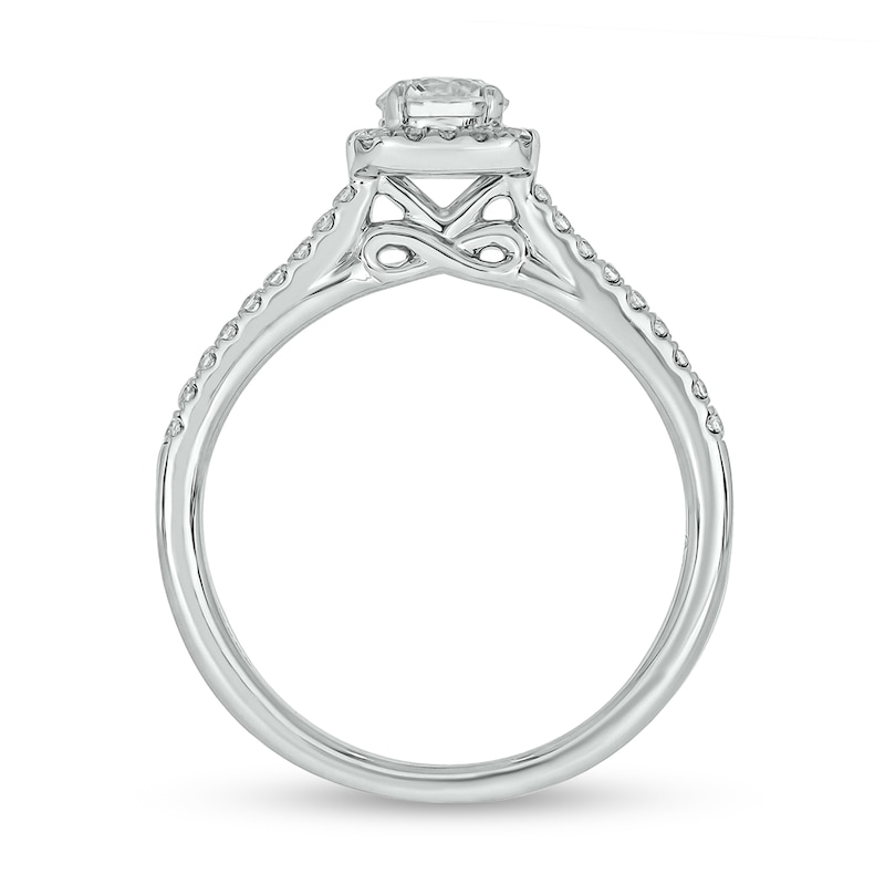 0.73 CT. T.W. Diamond Cushion Frame Hidden Infinity Bridal Set in 10K White Gold