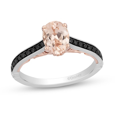 Enchanted Disney Villains Maleficent Oval Morganite and 0.18 CT. T.W. Black Diamond Engagement Ring in 14K Two-Tone Gold