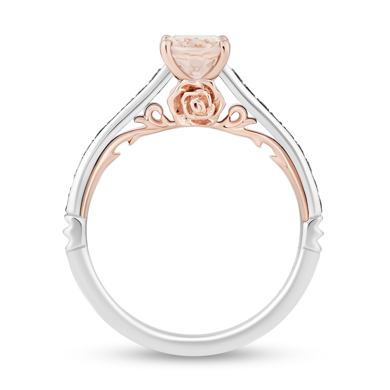 Enchanted Disney Villains Maleficent Oval Morganite and 0.18 CT. T.W. Black Diamond Engagement Ring in 14K Two-Tone Gold|Peoples Jewellers
