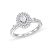 Thumbnail Image 1 of Vera Wang Love Collection 0.69 CT. T.W. Oval Diamond Double Frame Engagement Ring in 14K White Gold (I/SI2)