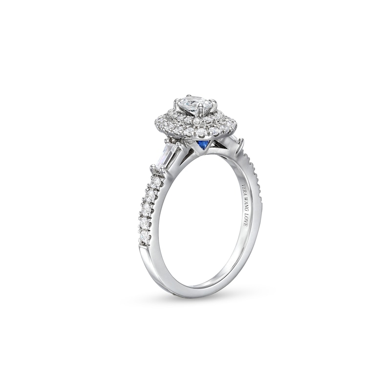 Vera Wang Love Collection 0.69 CT. T.W. Oval Diamond Double Frame Engagement Ring in 14K White Gold (I/SI2)|Peoples Jewellers
