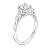 1.50 CT. T.W. Certified Lab-Created Diamond Frame Sideways Three Stone Engagement Ring in 14K White Gold (F/SI2)