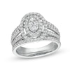 Thumbnail Image 0 of 0.95 CT. T.W. Oval Multi-Diamond Triple Row Split Shank Bridal Set in 10K White Gold