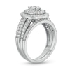 Thumbnail Image 2 of 0.95 CT. T.W. Oval Multi-Diamond Triple Row Split Shank Bridal Set in 10K White Gold