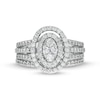 Thumbnail Image 3 of 0.95 CT. T.W. Oval Multi-Diamond Triple Row Split Shank Bridal Set in 10K White Gold