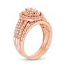 Thumbnail Image 2 of 0.95 CT. T.W. Oval Multi-Diamond Triple Row Split Shank Bridal Set in 10K Rose Gold