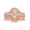 Thumbnail Image 3 of 0.95 CT. T.W. Oval Multi-Diamond Triple Row Split Shank Bridal Set in 10K Rose Gold