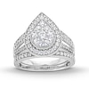 Thumbnail Image 0 of 1.23 CT. T.W. Pear Multi-Diamond Teardrop Frame Split Shank Vintage-Style Bridal Set in 10K White Gold