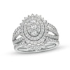 Thumbnail Image 0 of 1.23 CT. T.W. Oval Multi-Diamond Sunburst Frame Split Shank Bridal Set in 10K White Gold