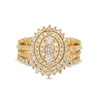 Thumbnail Image 4 of 1.23 CT. T.W. Oval Multi-Diamond Sunburst Frame Split Shank Bridal Set in 10K Gold