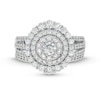 1.45 CT. T.W. Diamond Triple Row Scallop Frame Bridal Set in 10K Gold