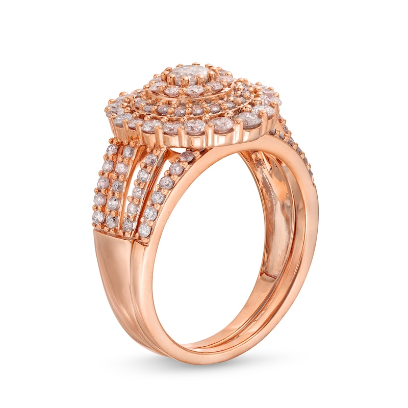 1.45 CT. T.W. Diamond Triple Row Scallop Frame Bridal Set in 10K Rose Gold|Peoples Jewellers