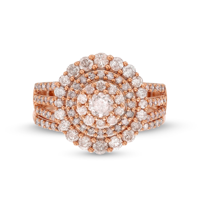 1.45 CT. T.W. Diamond Triple Row Scallop Frame Bridal Set in 10K Rose Gold|Peoples Jewellers