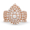 2.23 CT. T.W. Pear Multi-Diamond Scallop Teardrop Frame Bridal Set in 10K Rose Gold