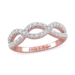 Couple's 0.54 CT. T.W. Diamond Engravable Infinity Braid Ring (1 Line)