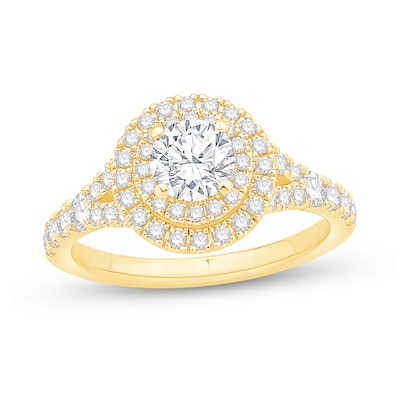 1.45 CT. T.W. Diamond Double Frame Split Shank Engagement Ring in 14K Gold (I/I1)