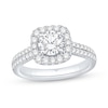 1.58 CT. T.W. Diamond Cushion Frame Double Row Engagement Ring in 14K White Gold (I/I1)