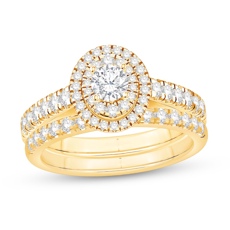 1.20 CT. T.W. Diamond Oval Double Frame Bridal Set in 14K Gold (I/I2)|Peoples Jewellers