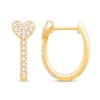 Thumbnail Image 0 of 0.23 CT. T.W. Diamond Heart-Top Hoop Earrings in 10K Gold