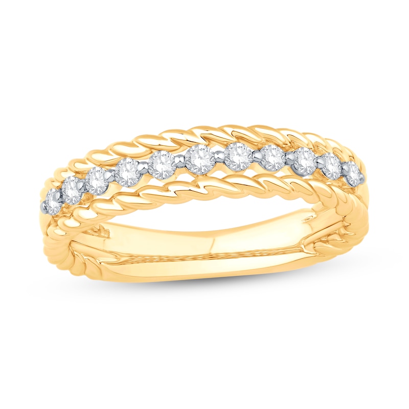 0.23 CT. T.W. Diamond Rope Edge Band in 10K Gold|Peoples Jewellers