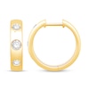 0.58 CT. T.W. Diamond Bezel Three Stone Hoop Earrings in 10K Gold