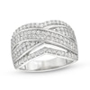 0.95 CT. T.W. Diamond Edge Double Row Criss-Cross Band in 10K Gold