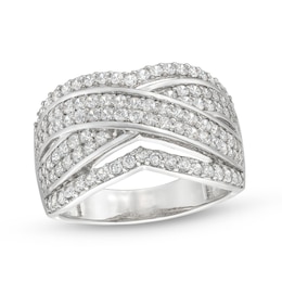 0.95 CT. T.W. Diamond Edge Double Row Criss-Cross Band in 10K White Gold