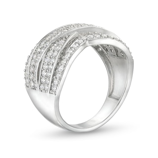 0.95 CT. T.W. Diamond Edge Double Row Criss-Cross Band in 10K Gold