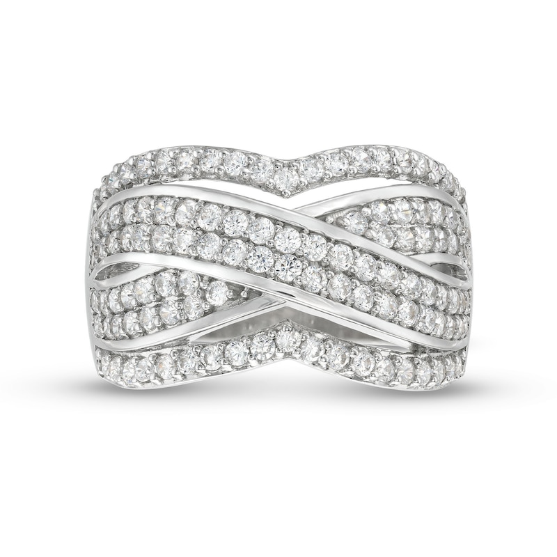 0.95 CT. T.W. Diamond Edge Double Row Criss-Cross Band in 10K Gold|Peoples Jewellers