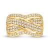 Thumbnail Image 4 of 0.95 CT. T.W. Diamond Edge Double Row Criss-Cross Band in 10K Gold