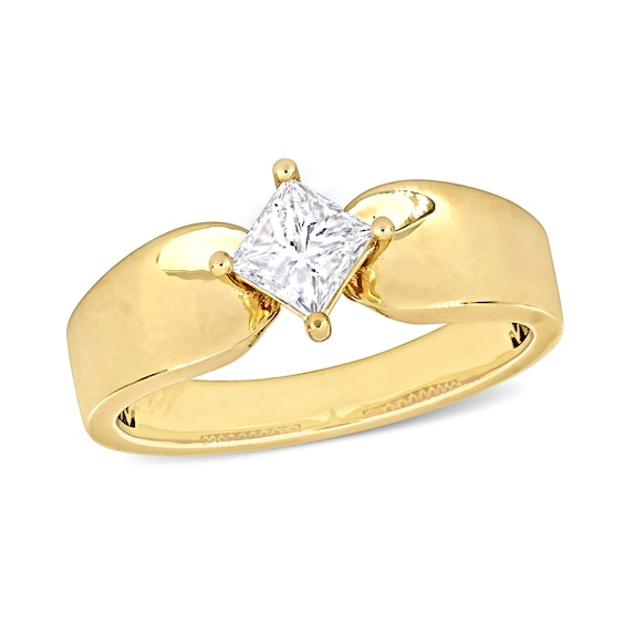 Eternally Bonded CT. Princess-Cut Diamond Tilted Solitaire Engagement Ring in 14K Gold (H/SI2