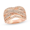 0.95 CT. T.W. Diamond Edge Double Row Criss-Cross Band in 10K Rose Gold