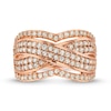 Thumbnail Image 4 of 0.95 CT. T.W. Diamond Edge Double Row Criss-Cross Band in 10K Rose Gold