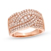 Thumbnail Image 1 of 0.95 CT. T.W. Diamond Triple Row Overlay Band in 10K Rose Gold