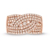 Thumbnail Image 4 of 0.95 CT. T.W. Diamond Triple Row Overlay Band in 10K Rose Gold