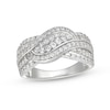 0.69 CT. T.W. Diamond Double Row Wave Bypass Ring in 10K Gold