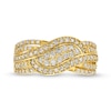 Thumbnail Image 4 of 0.69 CT. T.W. Diamond Double Row Wave Bypass Ring in 10K Gold