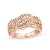 Thumbnail Image 0 of 0.69 CT. T.W. Diamond Double Row Wave Bypass Ring in 10K Rose Gold