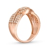 0.69 CT. T.W. Diamond Double Row Wave Bypass Ring in 10K Rose Gold