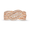 Thumbnail Image 3 of 0.69 CT. T.W. Diamond Double Row Wave Bypass Ring in 10K Rose Gold