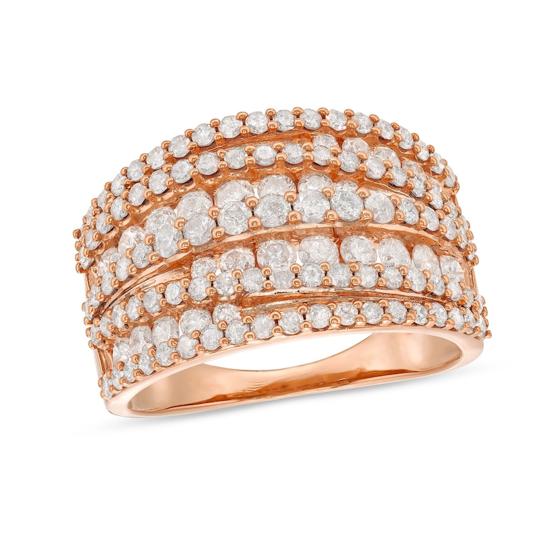 1.95 CT. T.W. Diamond Layered Overlay Multi-Row Band in 10K Rose Gold|Peoples Jewellers