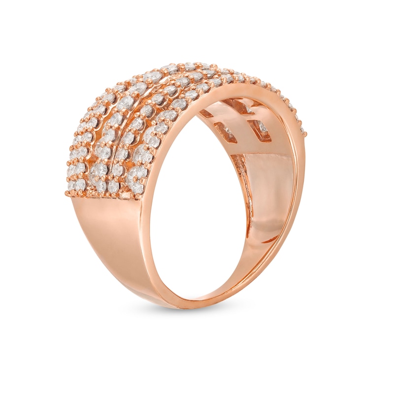 1.95 CT. T.W. Diamond Layered Overlay Multi-Row Band in 10K Rose Gold