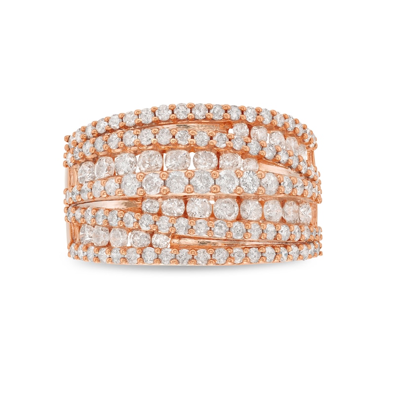 1.95 CT. T.W. Diamond Layered Overlay Multi-Row Band in 10K Rose Gold|Peoples Jewellers